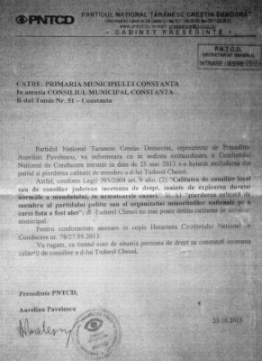 Aurelian Pavelescu a cerut Consiliului Local Constanţa încetarea mandatului lui Chesoi
